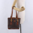 CELINE Macadam Tote Bag PVC Leather Brown Gold Tone Auth BA15400-32