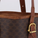 CELINE Macadam Tote Bag PVC Leather Brown Gold Tone Auth BA15400-3
