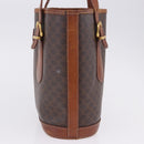 CELINE Macadam Tote Bag PVC Leather Brown Gold Tone Auth BA15400-4
