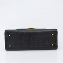 VALENTINO Hand Bag Leather 2way Black Gold Tone Auth BA15401A-6