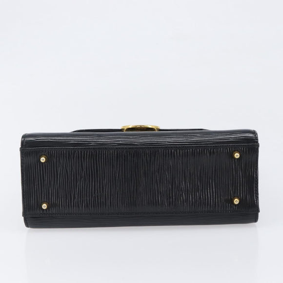 VALENTINO Hand Bag Leather 2way Black Gold Tone Auth BA15401A