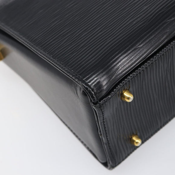 VALENTINO Hand Bag Leather 2way Black Gold Tone Auth BA15401A
