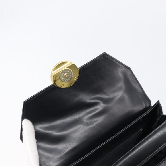 VALENTINO Hand Bag Leather 2way Black Gold Tone Auth BA15401A