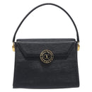 VALENTINO Hand Bag Leather 2way Black Gold Tone Auth BA15401A-13
