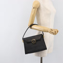 VALENTINO Hand Bag Leather 2way Black Gold Tone Auth BA15401A-26