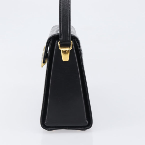 VALENTINO Hand Bag Leather 2way Black Gold Tone Auth BA15401A