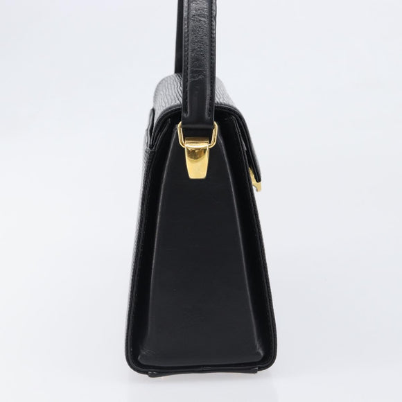 VALENTINO Hand Bag Leather 2way Black Gold Tone Auth BA15401A