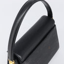 VALENTINO Hand Bag Leather 2way Black Gold Tone Auth BA15401A-7