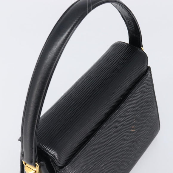 VALENTINO Hand Bag Leather 2way Black Gold Tone Auth BA15401A