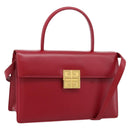 GIVENCHY Hand Bag Leather 2way Red Gold Tone Auth BA15402A-1