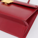 GIVENCHY Hand Bag Leather 2way Red Gold Tone Auth BA15402A-12
