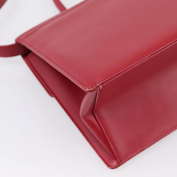 GIVENCHY Hand Bag Leather 2way Red Gold Tone Auth BA15402A