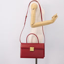 GIVENCHY Hand Bag Leather 2way Red Gold Tone Auth BA15402A-24