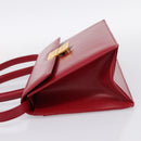 GIVENCHY Hand Bag Leather 2way Red Gold Tone Auth BA15402A-4