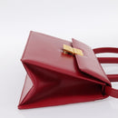 GIVENCHY Hand Bag Leather 2way Red Gold Tone Auth BA15402A-5