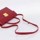 GIVENCHY Hand Bag Leather 2way Red Gold Tone Auth BA15402A-9