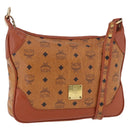 MCM Vicetos Shoulder Bag Leather Brown Gold Tone Auth BA15404-1