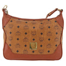 MCM Vicetos Shoulder Bag Leather Brown Gold Tone Auth BA15404-13