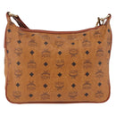 MCM Vicetos Shoulder Bag Leather Brown Gold Tone Auth BA15404-2