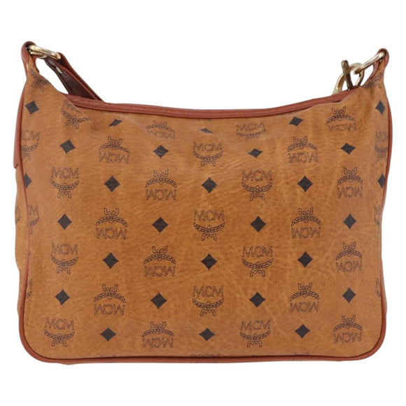 MCM Vicetos Shoulder Bag Leather Brown Gold Tone Auth BA15404