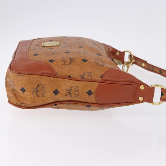 MCM Vicetos Shoulder Bag Leather Brown Gold Tone Auth BA15404