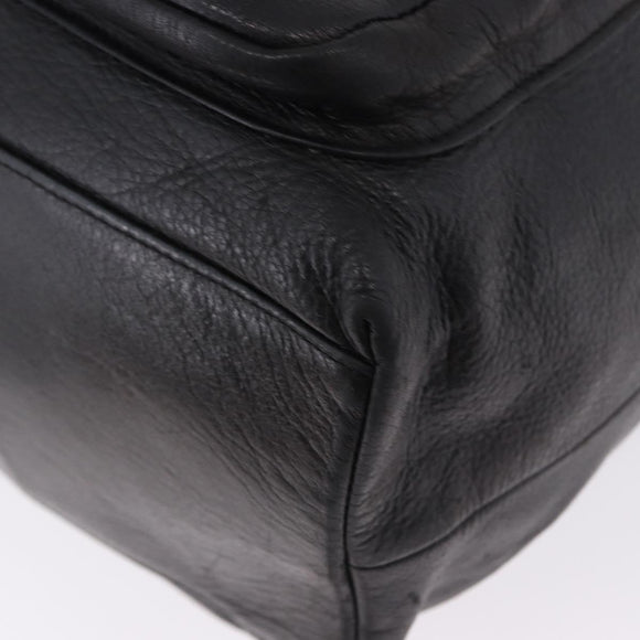 Gianni Versace Backpack Leather Black Gold Tone Auth BA15406