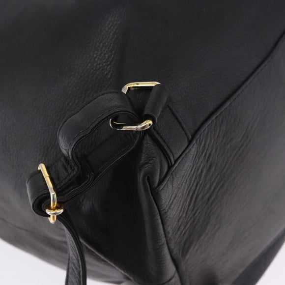 Gianni Versace Backpack Leather Black Gold Tone Auth BA15406