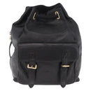 Gianni Versace Backpack Leather Black Gold Tone Auth BA15406-2