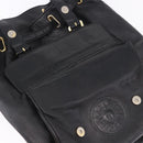 Gianni Versace Backpack Leather Black Gold Tone Auth BA15406-24
