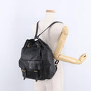 Gianni Versace Backpack Leather Black Gold Tone Auth BA15406-26