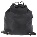 Gianni Versace Backpack Leather Black Gold Tone Auth BA15406-3