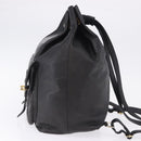 Gianni Versace Backpack Leather Black Gold Tone Auth BA15406-4