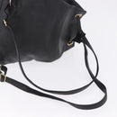 Gianni Versace Backpack Leather Black Gold Tone Auth BA15406-7