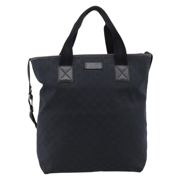 GUCCI GG Canvas Hand Bag 2way Black Silver 256099 Auth BA15407