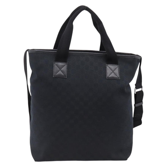 GUCCI GG Canvas Hand Bag 2way Black Silver 256099 Auth BA15407