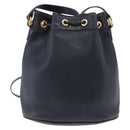 GUCCI Shoulder Bag Leather Navy Gold Tone 001 39 0791 Auth BA15410-2