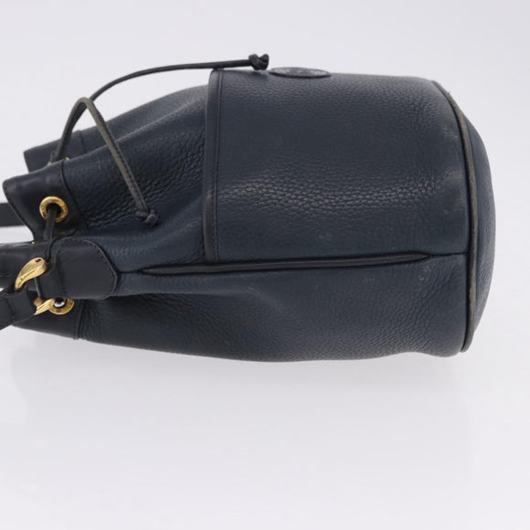 GUCCI Shoulder Bag Leather Navy Gold Tone 001 39 0791 Auth BA15410