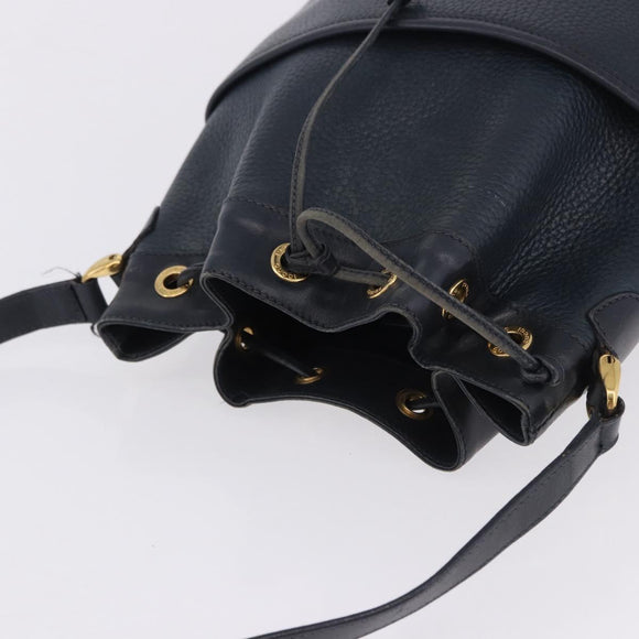 GUCCI Shoulder Bag Leather Navy Gold Tone 001 39 0791 Auth BA15410