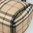BURBERRY Nova Check Hand Bag PVC Leather Beige Silver Auth BA15411-15