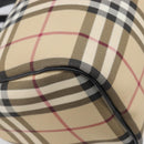 BURBERRY Nova Check Hand Bag PVC Leather Beige Silver Auth BA15411-16
