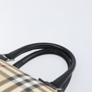 BURBERRY Nova Check Hand Bag PVC Leather Beige Silver Auth BA15411-8