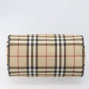 BURBERRY Nova Check Hand Bag PVC Leather Beige Silver Auth BA15411-5