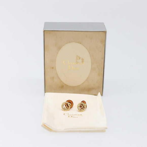 Christian Dior Earring Metal Gold Tone Auth BA15415
