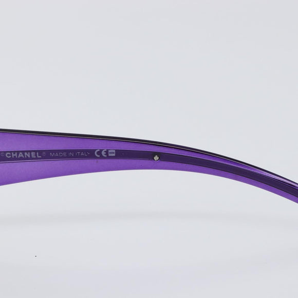 CHANEL Sunglasses Plastic Purple Silver CC Auth BA15416