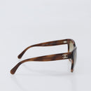 CHANEL Sunglasses Plastic Brown Silver CC Auth BA15428-4
