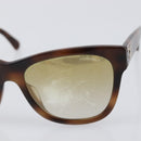 CHANEL Sunglasses Plastic Brown Silver CC Auth BA15428-6