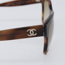 CHANEL Sunglasses Plastic Brown Silver CC Auth BA15428-8