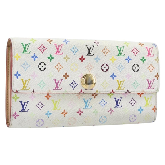 LOUIS VUITTON Monogram Multicolor Portefeiulle Sarah White M93745 Auth BA15433