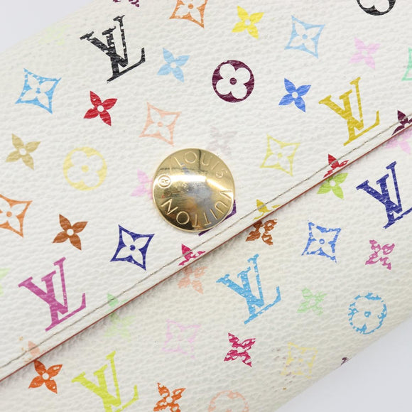 LOUIS VUITTON Monogram Multicolor Portefeiulle Sarah White M93745 Auth BA15433