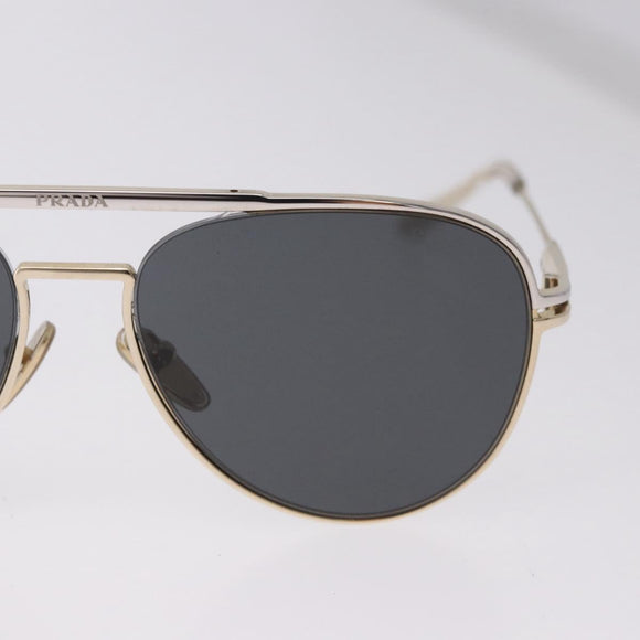 PRADA Sunglasses Metal Gold Black Auth BA15434